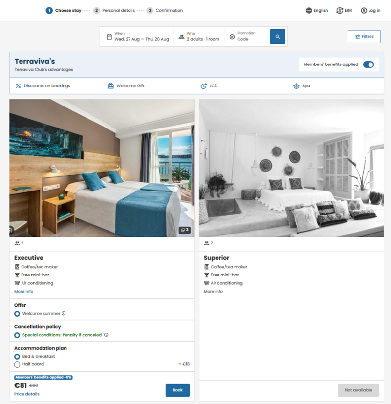 habitaciones no disponibles motor reservas mirai
