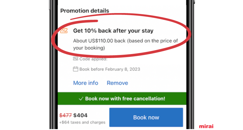 travel credit Booking mirai