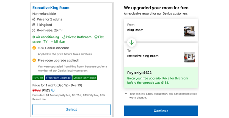  bookingcom upgrade free breakfast mirai