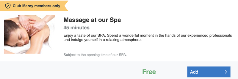 hotel club members extra massage mirai