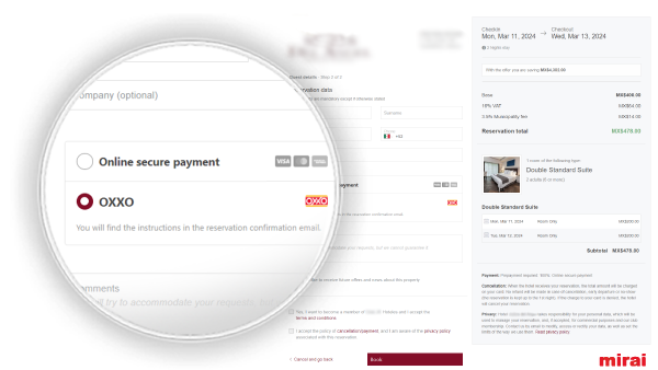 oxxo payments methods booking mirai