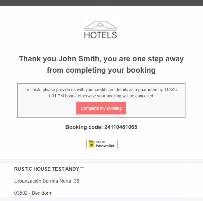 book think pay email booking confirmation mirai