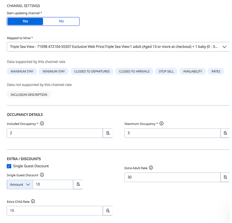 obp price per occupancy channel manager mirai