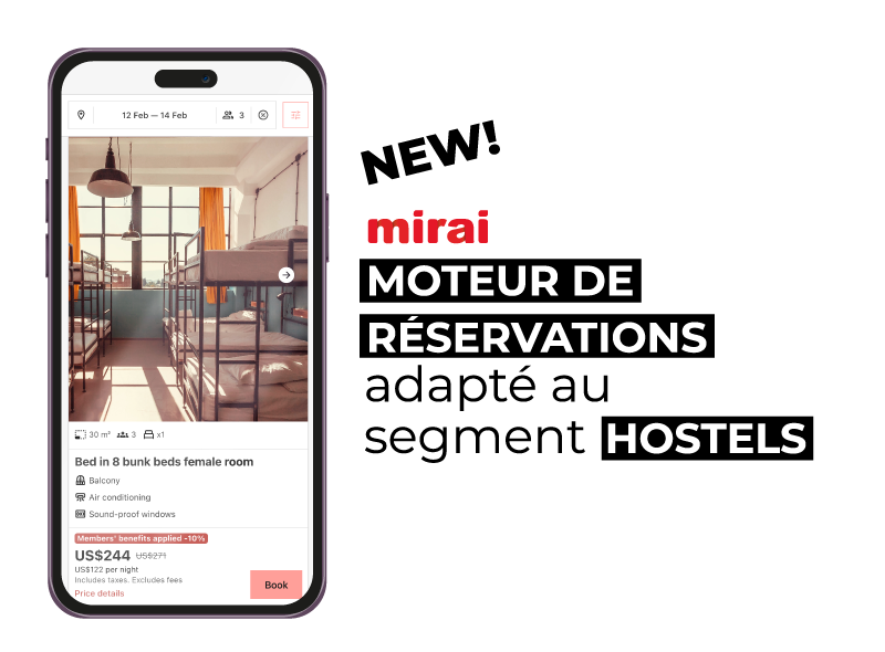 moteur réservations mirai adapate segment hostel