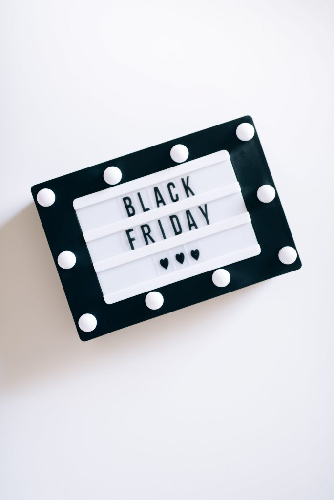 Black friday writing on white background