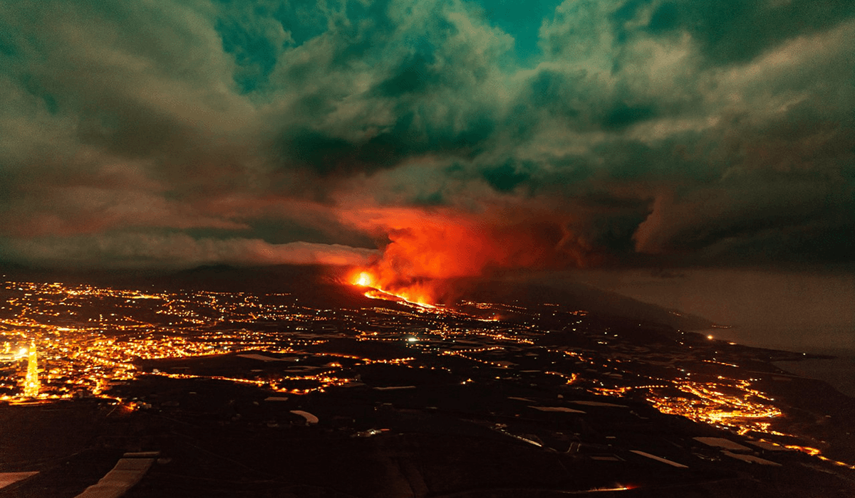 El volcán de La Palma activo
