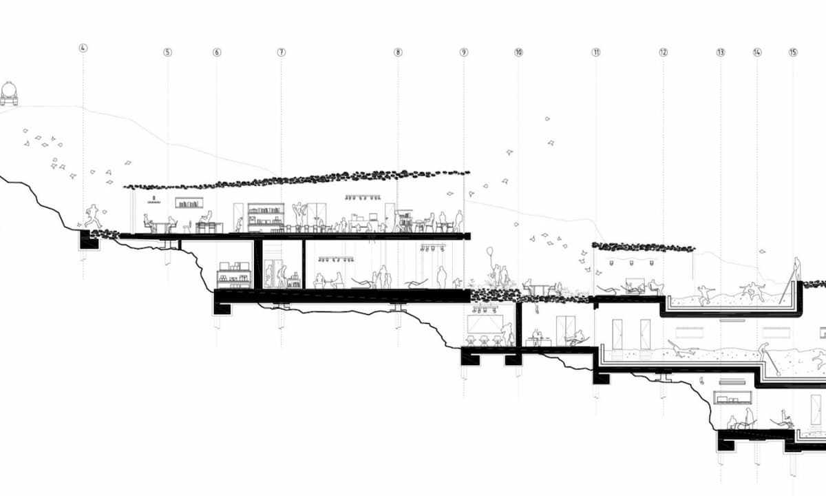 Planos de Federico Soriano del balneario de la Fuente Santa