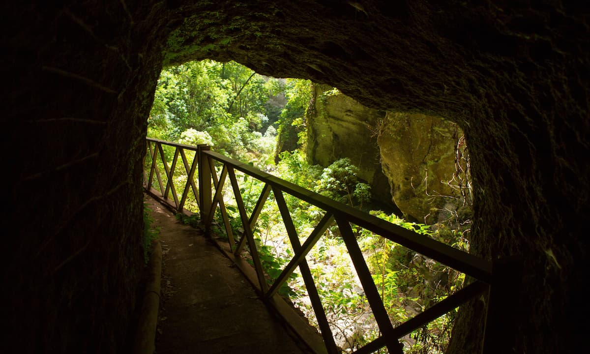 Túnel del camino de la cascada de Los Tilos