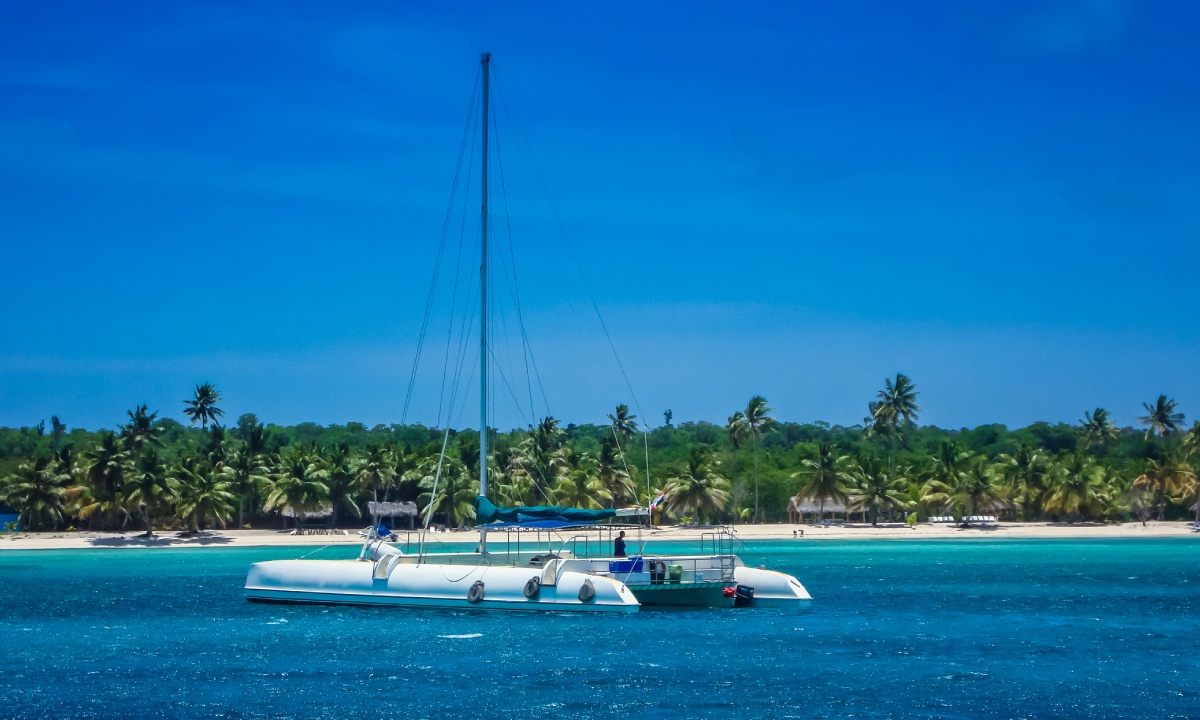 A catamaran by Isla Saona