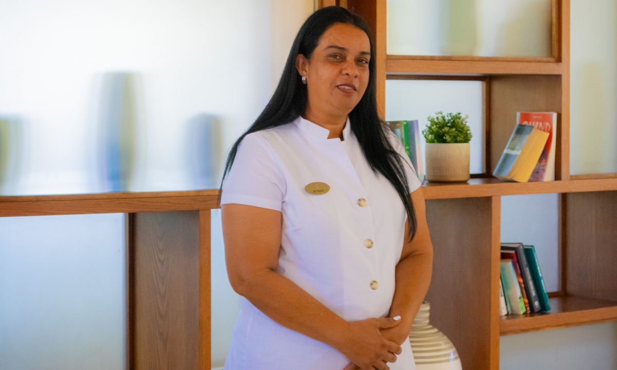 Yocasta in the office of the Tropical Deluxe Princess
