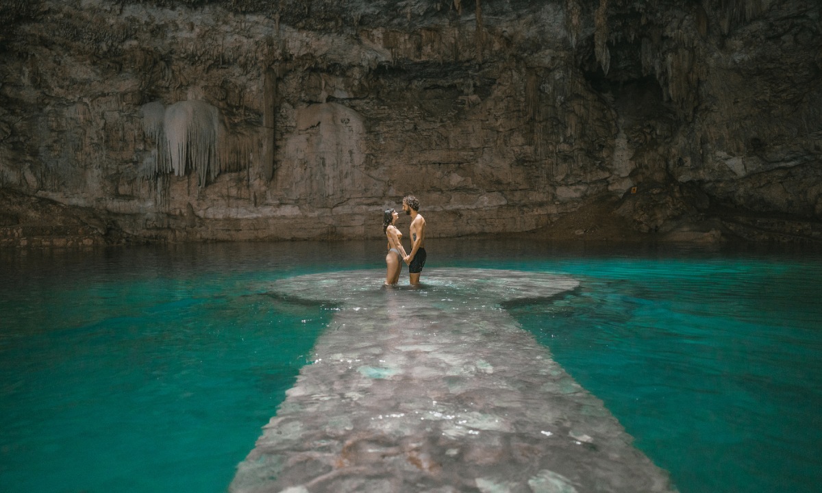 A couple in a Cenote