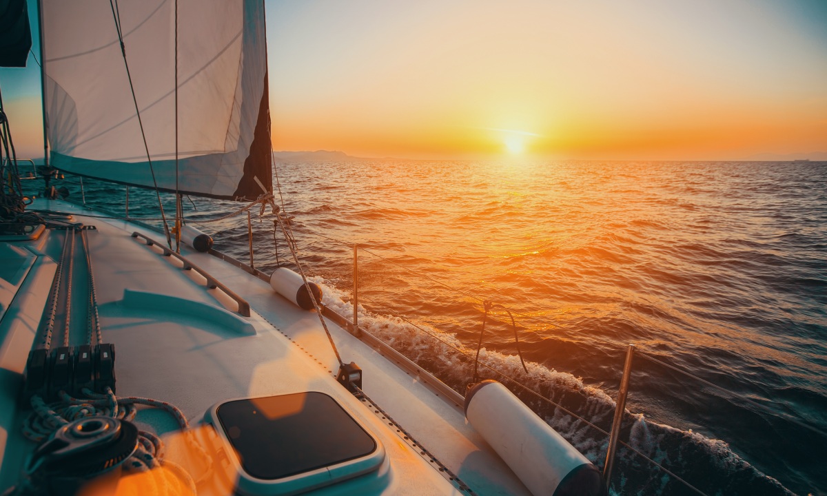 A catamaran in the evening