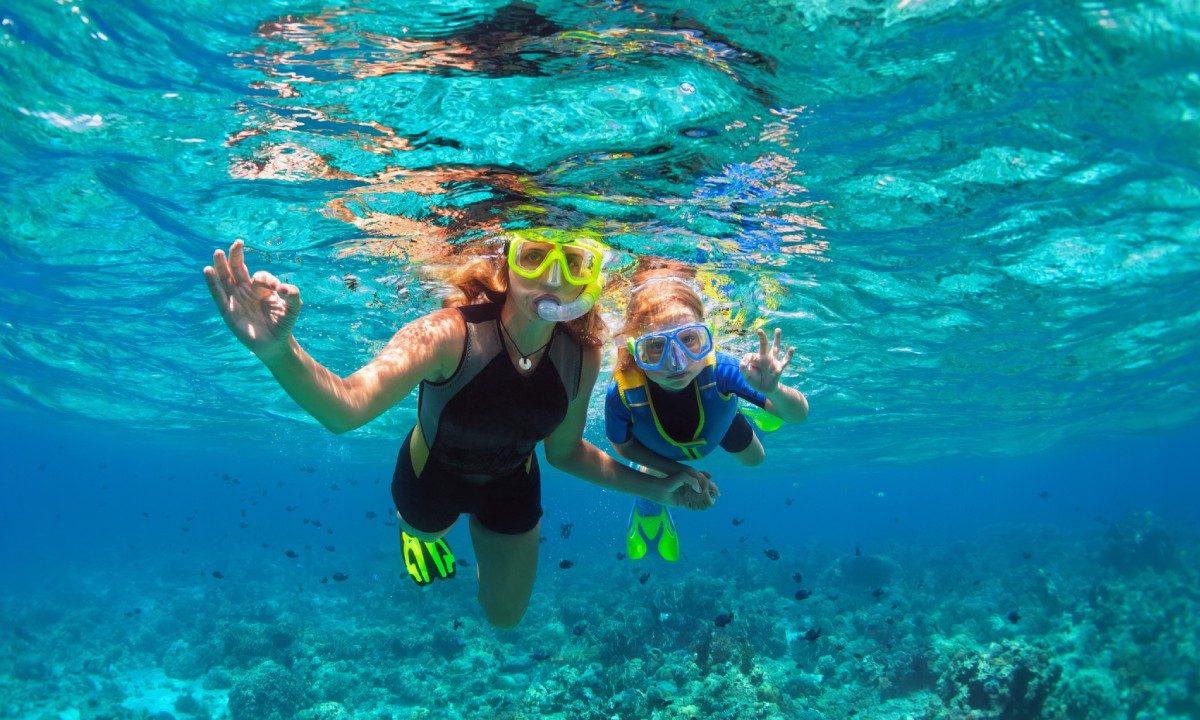 Mother and daughter snorkelling
