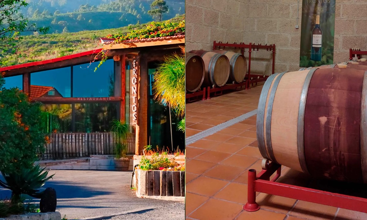 Außenbereich und Weinfässer der Bodega Frontos auf Teneriffa
