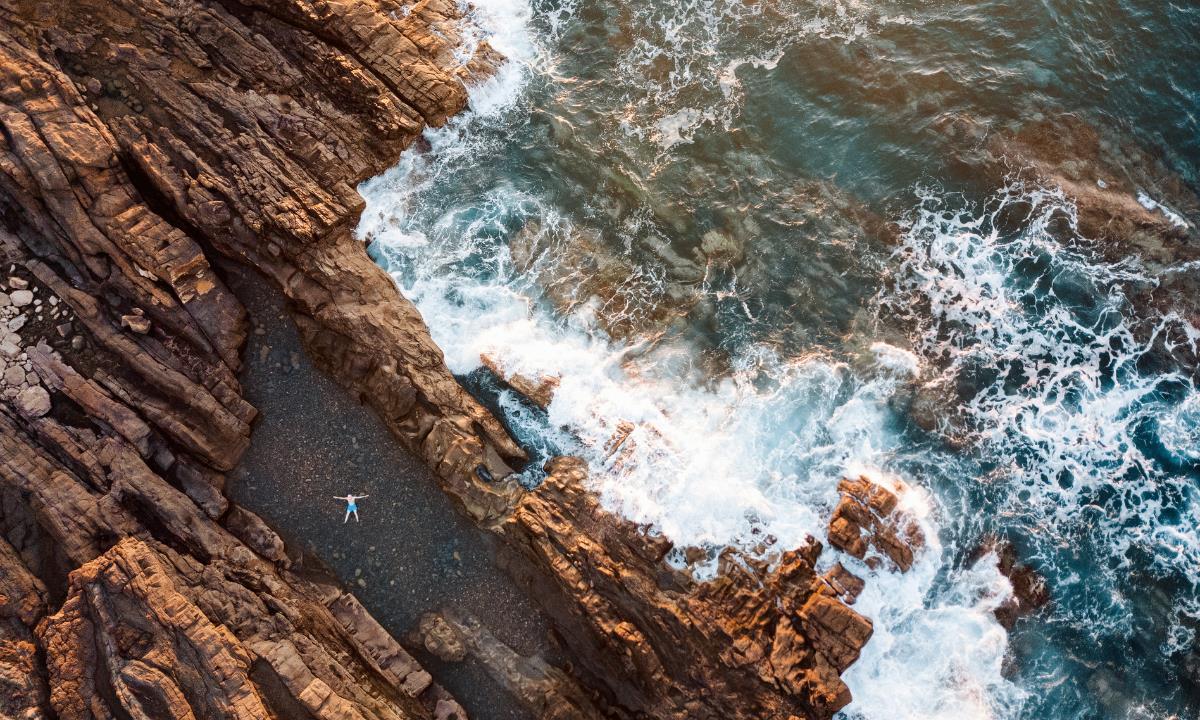 Aerial view of Aguas Verdes with a person floating