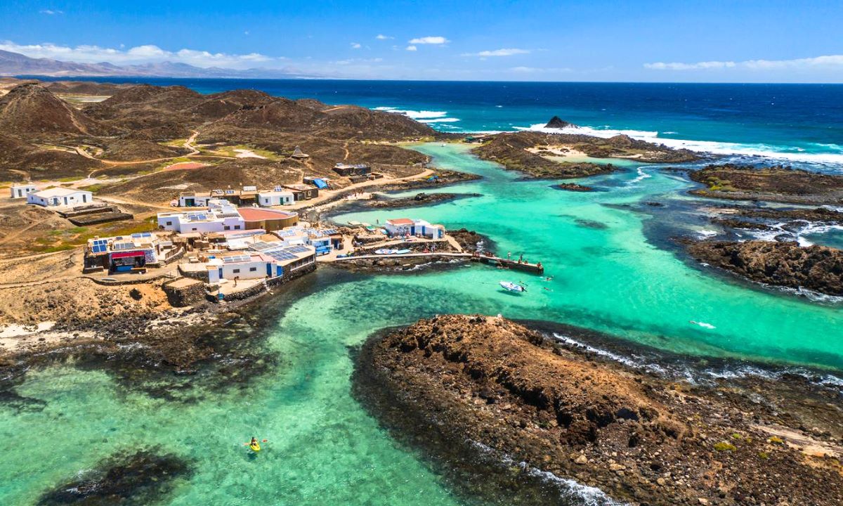 The natural lagoons at Playa del Puertito on Lobos Island in Fuerteventura