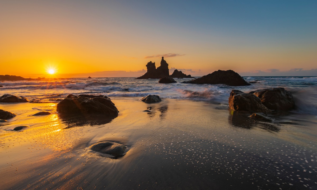 Benijo Beach during sunset