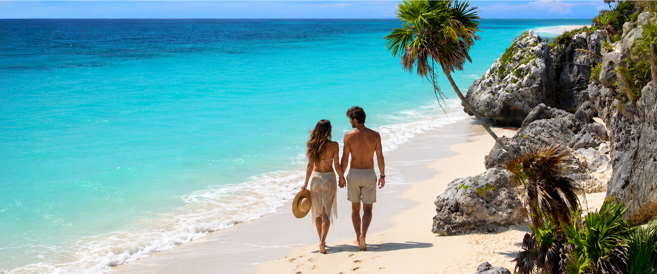 A couple on a Caribbean beach