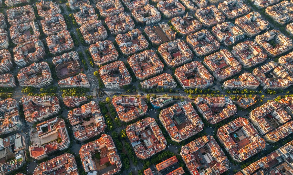 Vista aérea de barrios de Barcelona