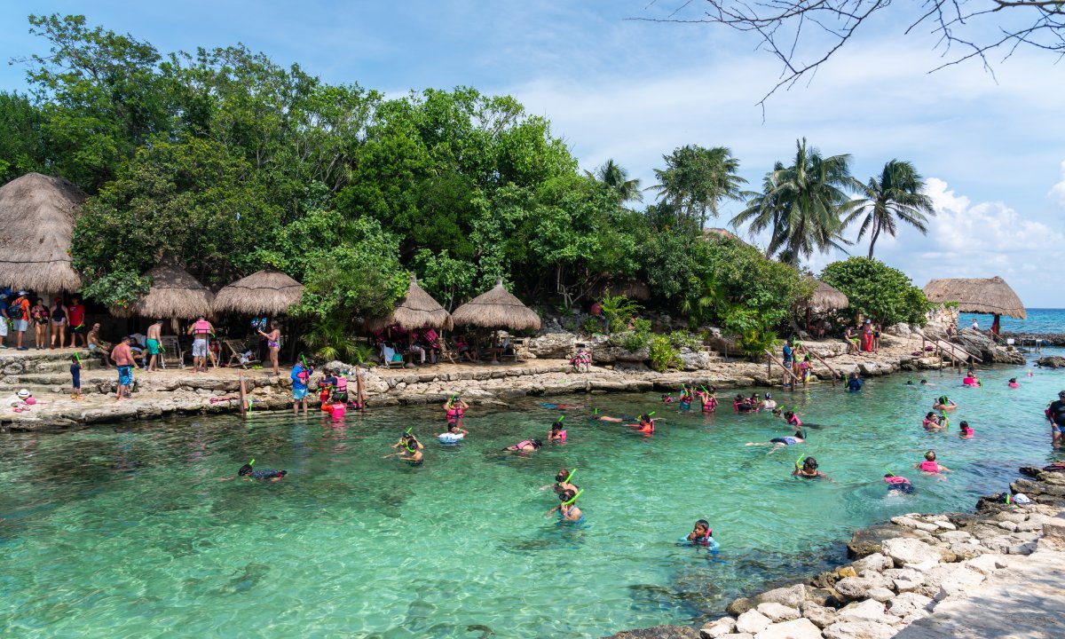eople swimming at Xcaret