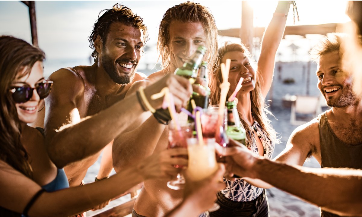  group of friends raising a toast
