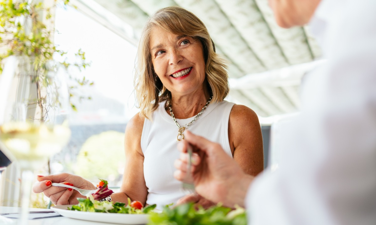 Woman eating a salad