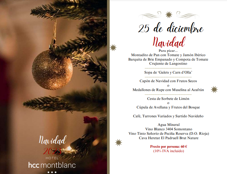 Menú Navidad HCC Montblanc 2023