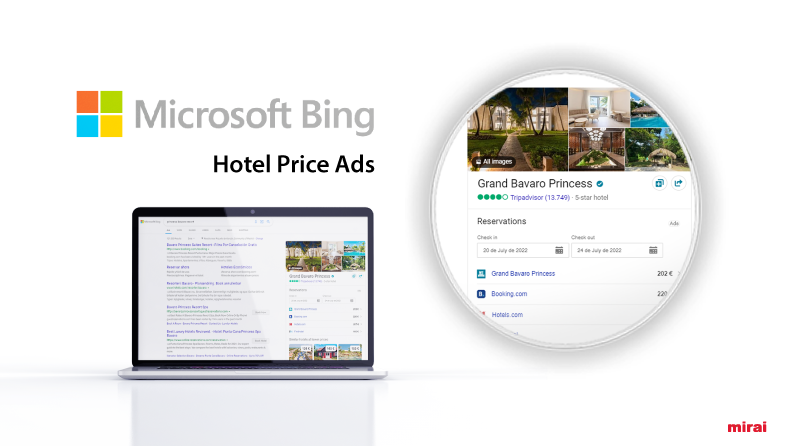 Microsoft Bing Hotel Price ads venda directa Mirai
