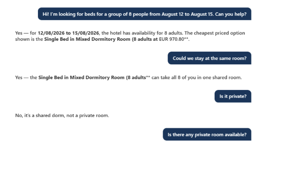 mecanismo reservas mirai segmento hostel sarai assistente ia