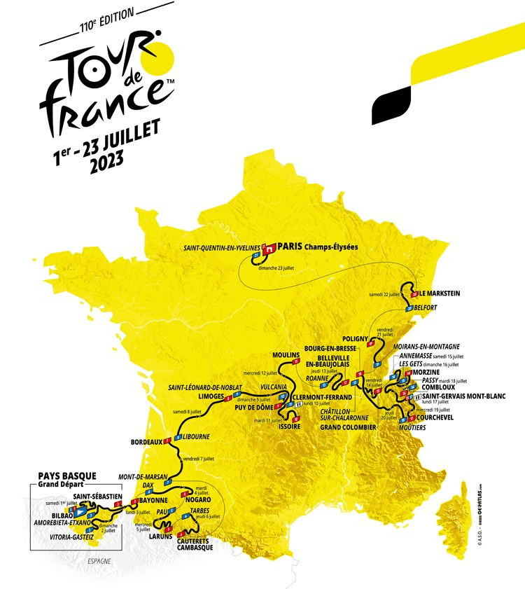 mapa tour de francia 2023