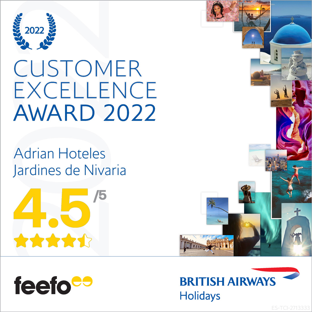 Hemos recibido en todos nuestros hoteles el reconocimiento &ldquo;BRITISH AIRWAYS HOLIDAYS CUSTOMER EXCELLENCE AWARD&rdquo; - Adrian Hoteles
